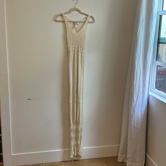 Beach Riot by Revolve Coastal Vacation Crochet Knit Heart Cut Out Midi Dress - Picture 1 of 2